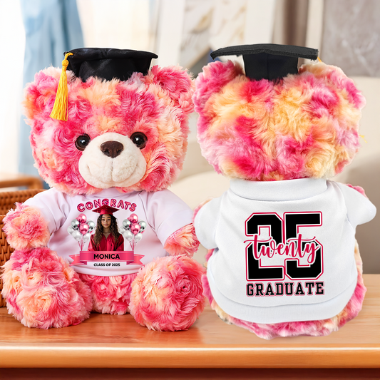 Twenty 25 Congrats Graduate Bear With Cap Custom Logo - Teddy Bear With Personalized Shirt