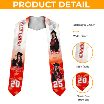 Congrats Graduatoion - Custom Graduation Stoles with Photo - Graduation Gift