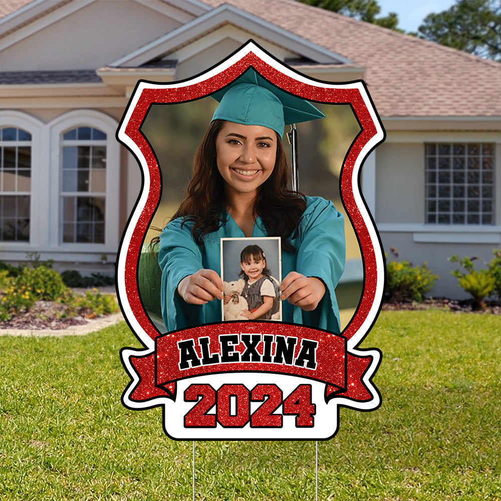 Congrats Graduation Class Of 2024 - Personalize Name Shape Lawn Sign 2024, Graduation Gift