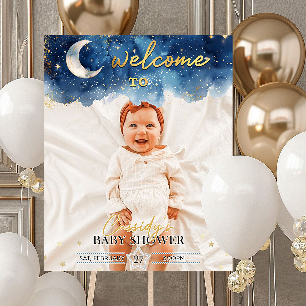 Over The Moon Baby Shower Welcome Sign - Personalized Baby Shower Sign - Little Star Baby Shower Welcome Sign - Baby Shower Decor