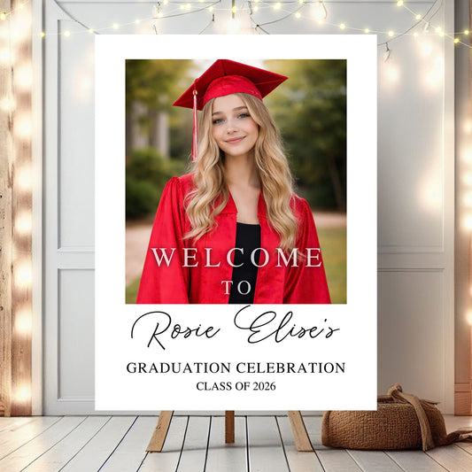 Custom Class Of 2026 - Graduation Party Welcome Sign - Custom Photo Grad Party Sign - Personalized Graduation Decoration - Graduation Sign
