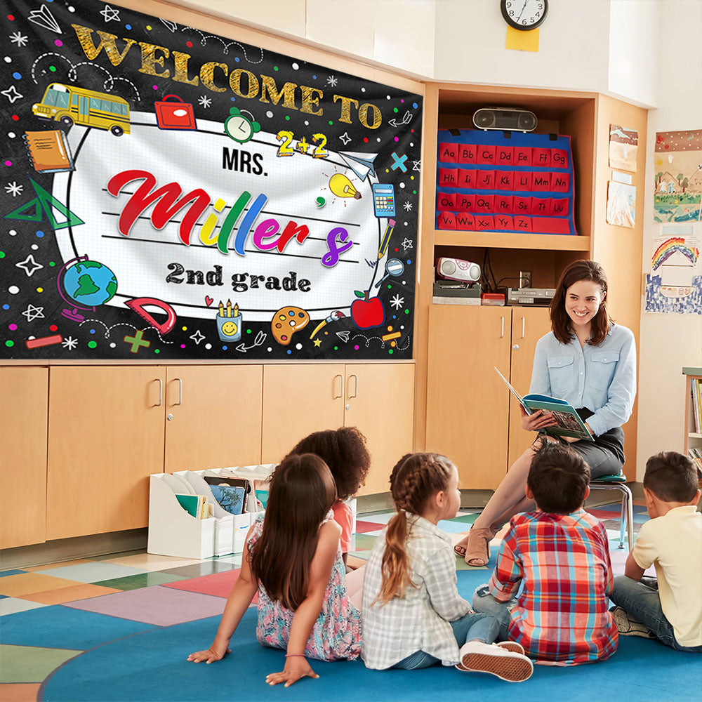 Custom Welcome Teacher Name Classroom Backdrop - Classroom Decor - Teacher Appreciation Gifts