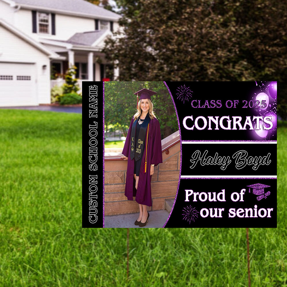 Proud Of Our Senior Party Lawn Sign, Graduation Gift - Personalized Graduation Lawn Sign With Stake