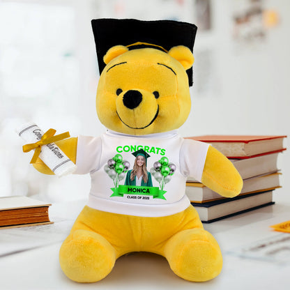 Class Of 2025 Congrats Graduate Yellow Bear With Cap - Teddy Bear With Personalized Shirt