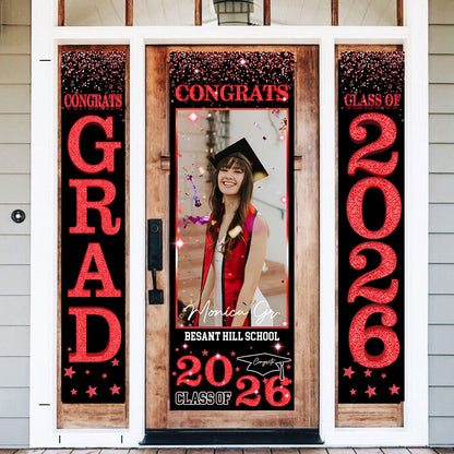 Front Door Banner 2026 With Pictures Class of 2026 - High School or College University for Graduation Door Banner for Front Door or Porch