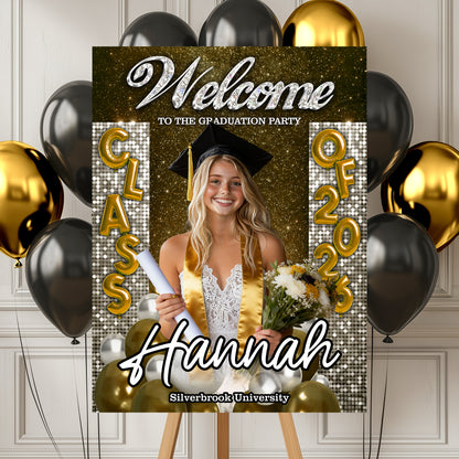 Custom Class Of 2026 - Graduation Party Welcome Sign Custom Photo Party Sign - Personalized Graduation Decoration - Graduation Sign