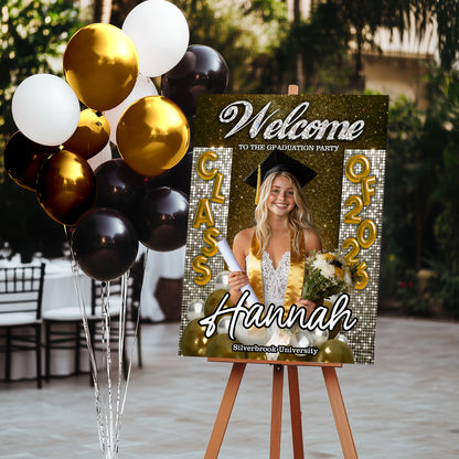 Custom Class Of 2026 - Graduation Party Welcome Sign Custom Photo Party Sign - Personalized Graduation Decoration - Graduation Sign