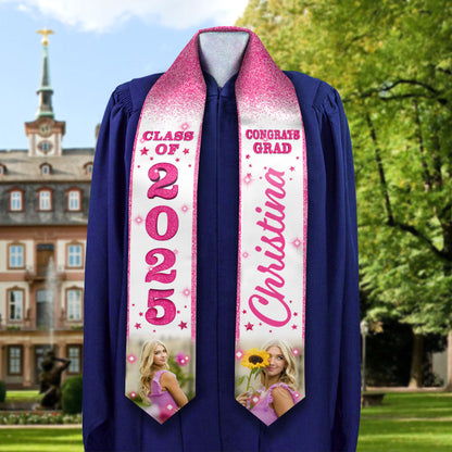 Glitter Graduation Stoles with Photo, Special Graduation Gift, Graduation Sash Class of 2025 with Photos Picture