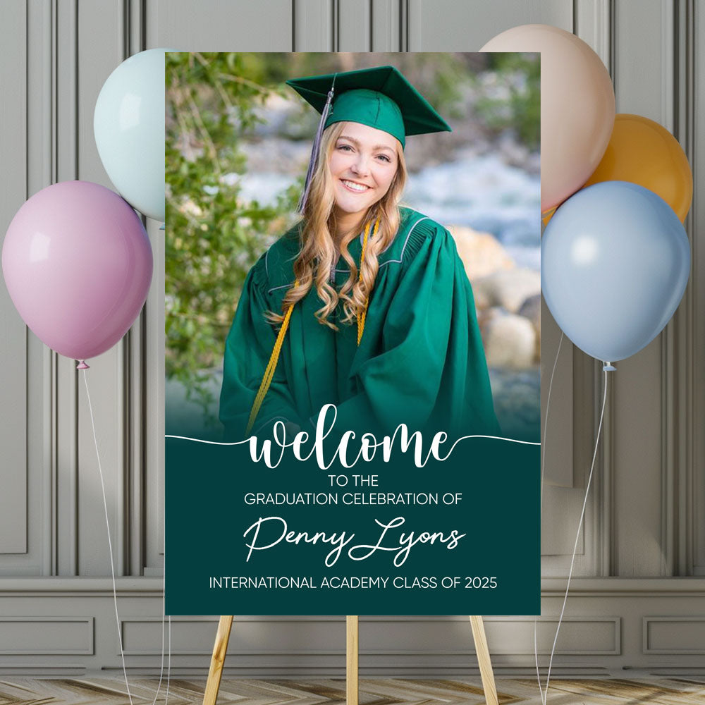 Custom Class Of 2025 Color - Graduation Party Welcome Sign - Custom Photo Grad Party Sign - Personalized Graduation Decoration - Graduation Poster