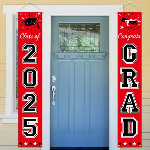 Graduation Door Banner, 2025 Grad Congratulations Front Door Hanging Banner, for Garage Doorframe