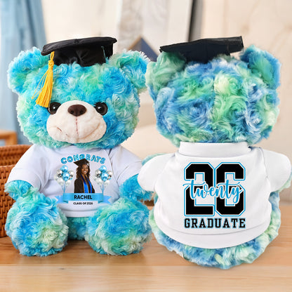Congrats Graduate Bear With Cap Custom Logo - Teddy Bear With Personalized Shirt