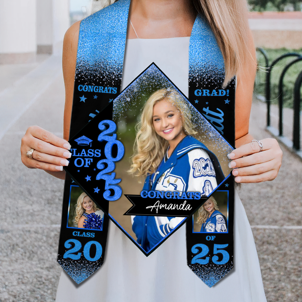 Graduation Cap Topper and Stole Class Of 2025 -  Personalized Cap and Stoles