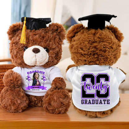 Congrats Graduate Bear With Cap Custom Logo - Teddy Bear With Personalized Shirt