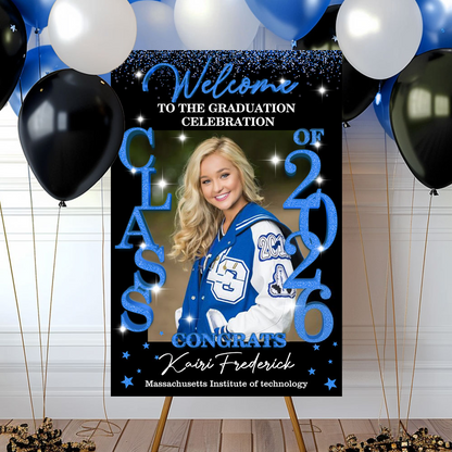 Class Of 2026 - Graduation Party Welcome Sign - Custom Photo Grad Party Sign - Personalized Graduation Decoration