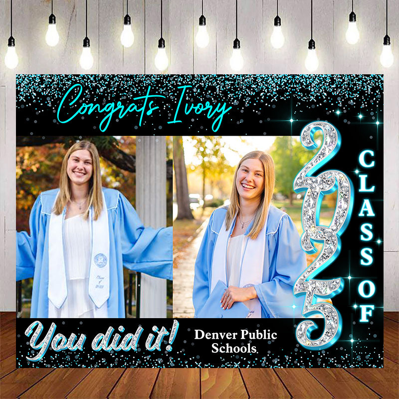 Custom Graduation Backdrop - Custom Class of 2025 Graduation Party Backdrop - Personalized Backdrop Graduation Party