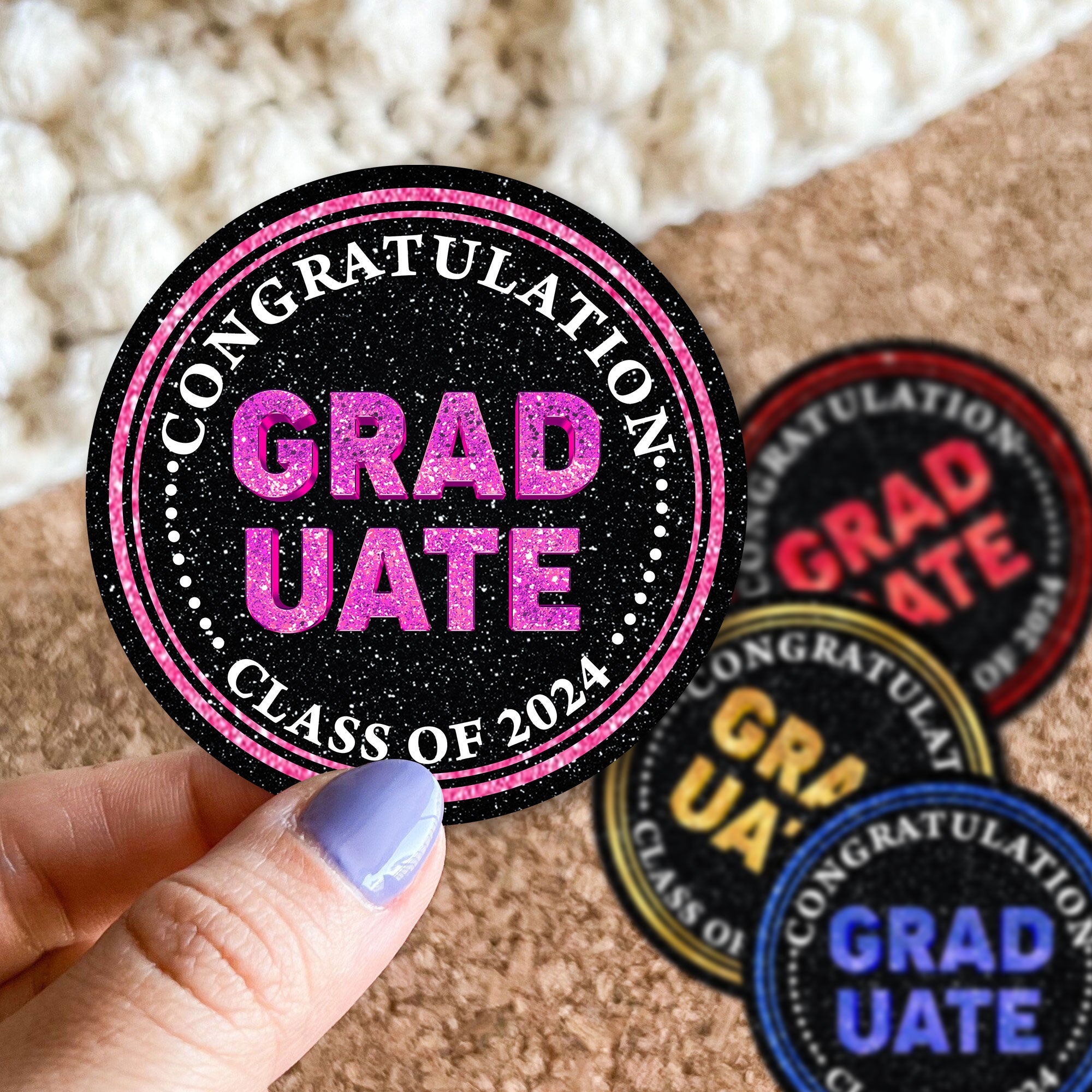 Glitter Graduation Gift Ideas Class Of 2024 - Perforated Roll Stickers - Graduation Decorations