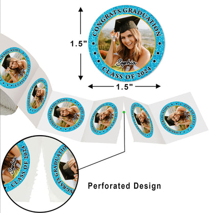 Glitter Congrats Graduation Gift Ideas Class Of 2025 - Perforated Roll Stickers - Graduation Decorations