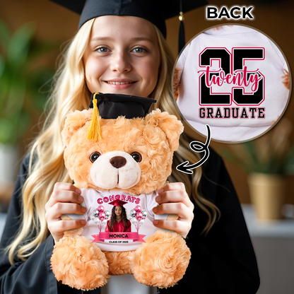 Twenty 25 Congrats Graduate Bear With Cap Custom Logo - Teddy Bear With Personalized Shirt