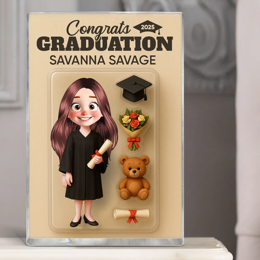Congrats Graduation - Graduation Gift - Custom Figure Personalized Acrylic Block Plaque