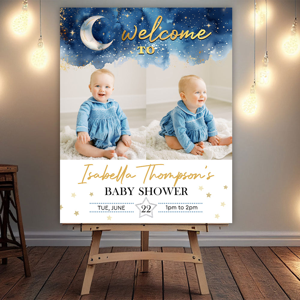 Over The Moon Baby Shower Welcome Sign - Personalized Baby Shower Sign - Little Star Baby Shower Welcome Sign - Baby Shower Decor