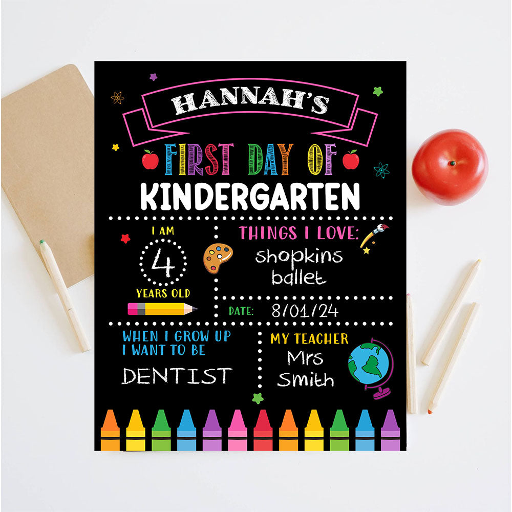 Custom First Day of School Sign Reusable - Back to School Chalkboard Sign - Milestone Chalkboard - 1st Day of School Sign