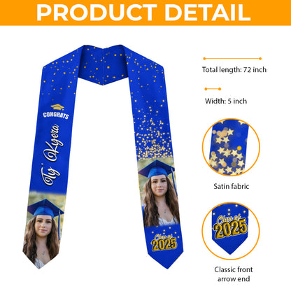 Congrats Graduation Stoles with Photo, Special Graduation Gift, Graduation Sash Class of 2025 with Photos Pictures