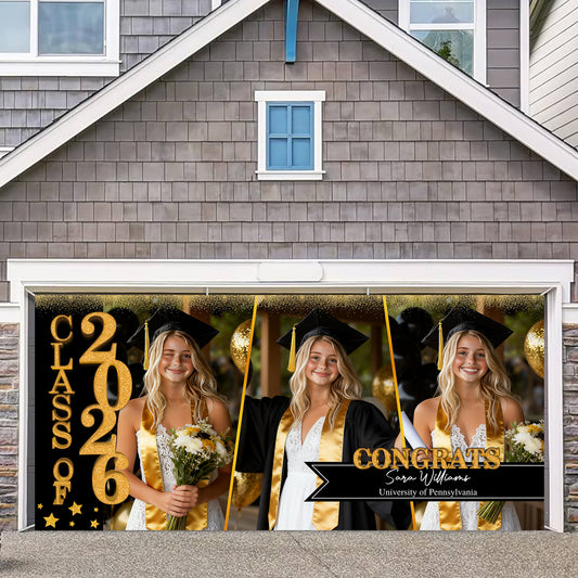 Gradcustom GIitter Styles 2026 Congratulations Class Of 2026 - Graduation Garage Door Decoration