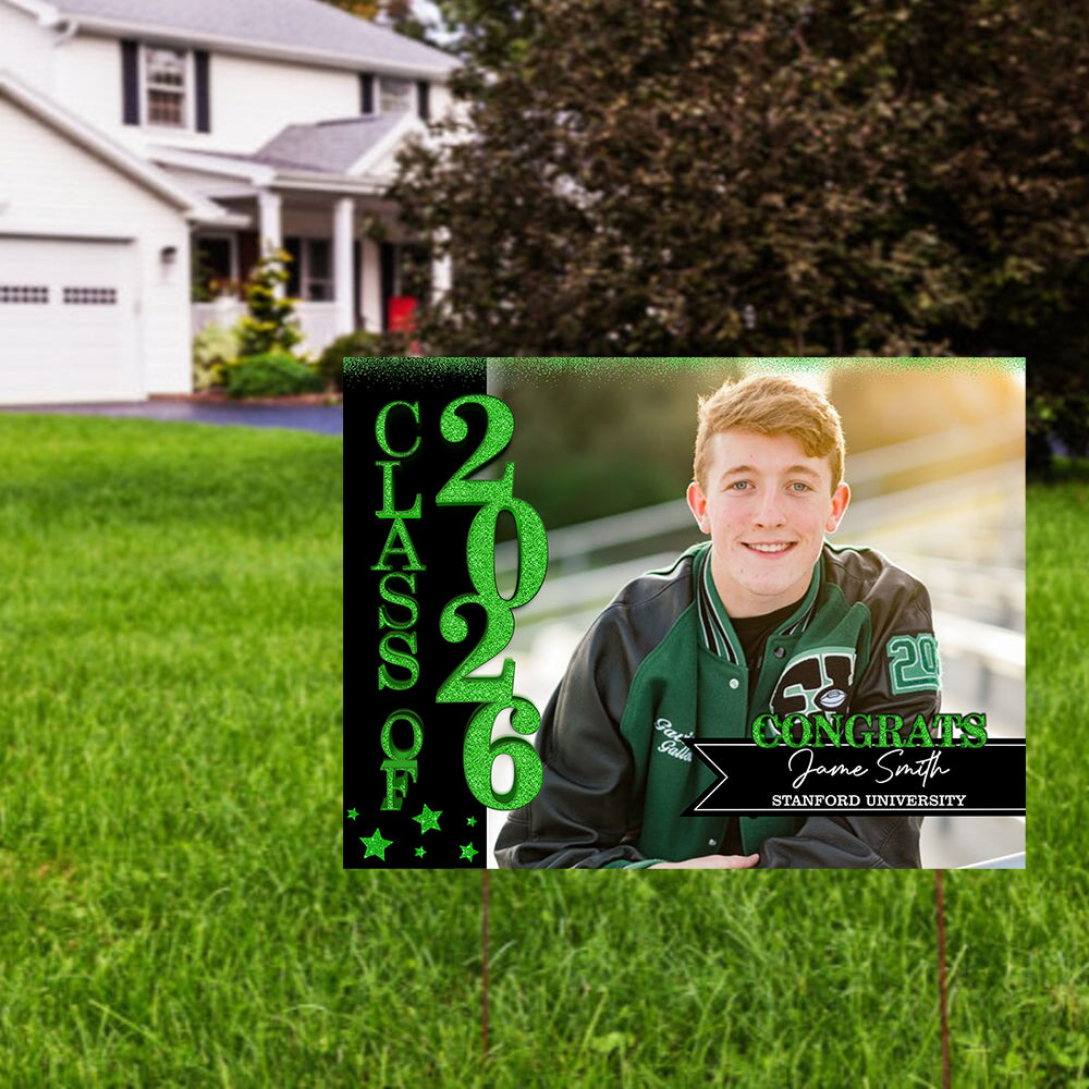 Personalized Graduation Lawn Sign With Stake, Gold Class Of 2026, Graduation Gift