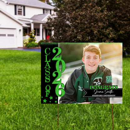 Personalized Graduation Lawn Sign With Stake, Gold Class Of 2026, Graduation Gift