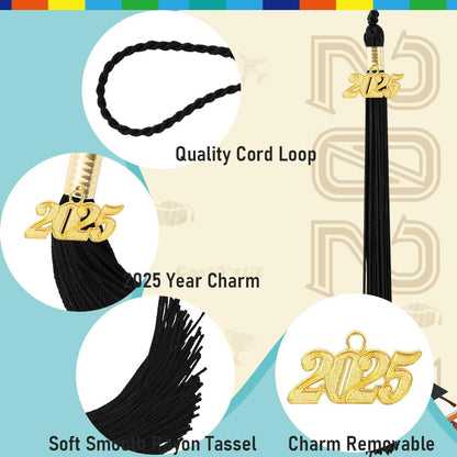 2025 Graduation Tassels, Academic Graduation Cap Hat Tassel with 2025 Gold Charm