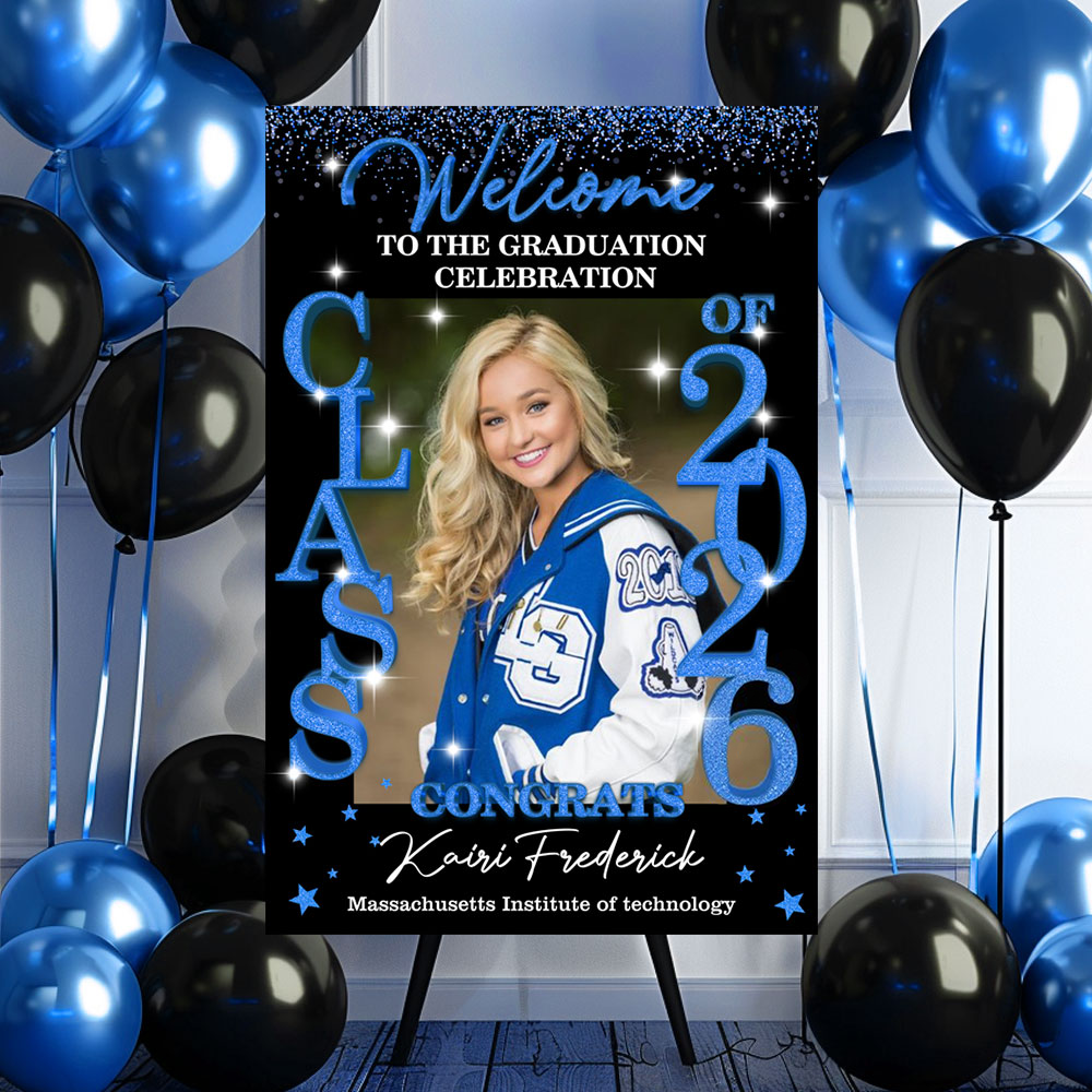 Class Of 2026 - Graduation Party Welcome Sign - Custom Photo Grad Party Sign - Personalized Graduation Decoration