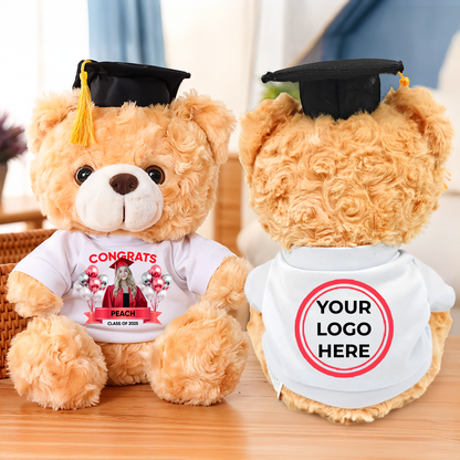 Class Of 2025 Congrats Graduate Bear With Cap Custom Logo - Teddy Bear With Personalized Shirt - 2