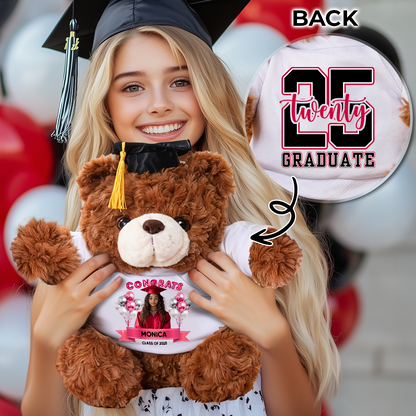 Twenty 25 Congrats Graduate Bear With Cap Custom Logo - Teddy Bear With Personalized Shirt