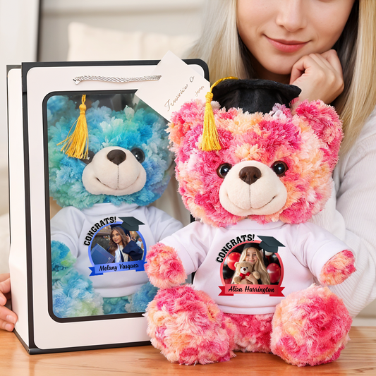 Congrats Grad Grad Bear With Cap - Teddy Bear With Personalized Shirt