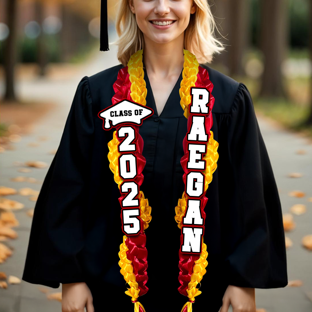 Honor Ribbon Lei With Name Class Of 2025 Lei - Personalized Braided Ribbon Twist Lei’s