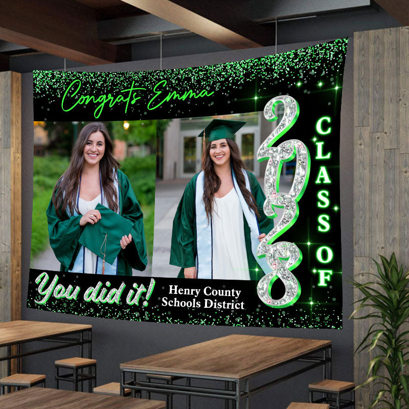 Custom Graduation Backdrop - Custom Class of 2025 Graduation Party Backdrop - Personalized Backdrop Graduation Party