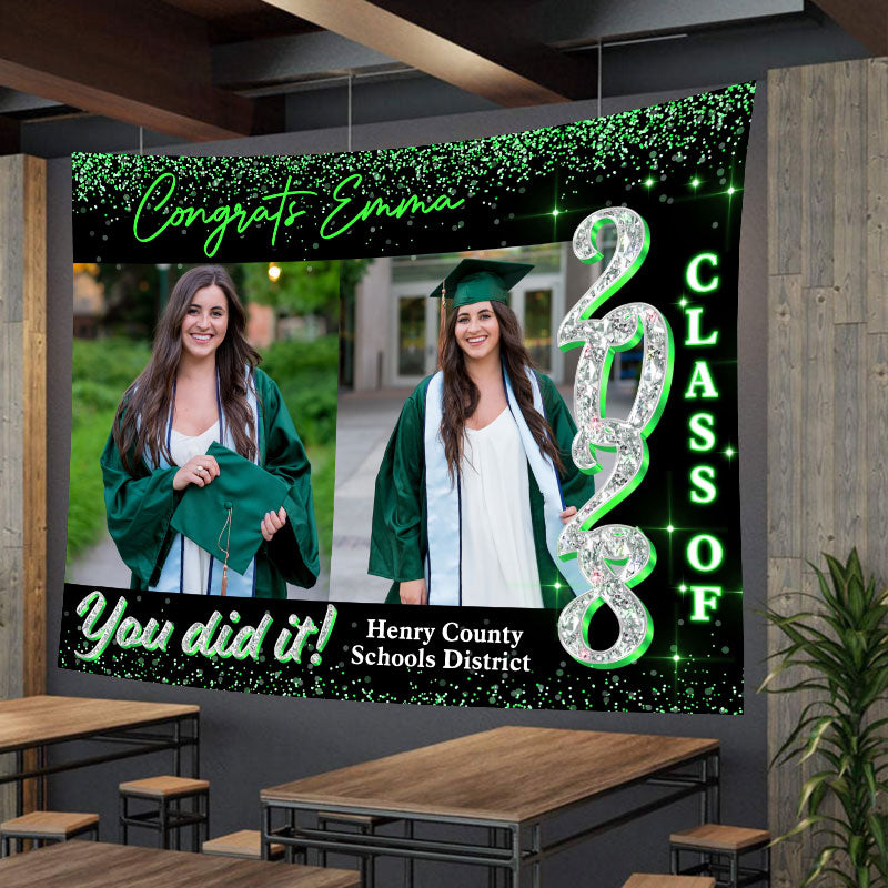 Custom Graduation Backdrop - Custom Class of 2024 Graduation Party Backdrop - Personalized Backdrop Graduation Party