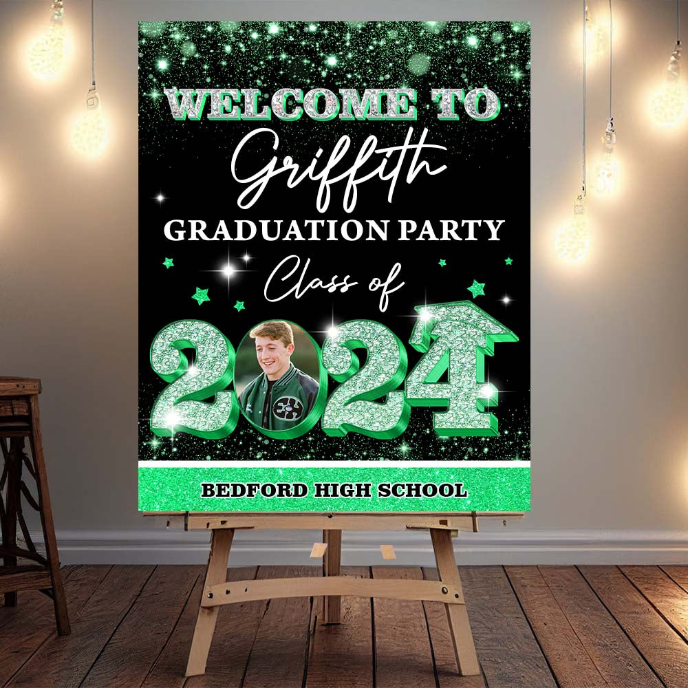 Custom Graduation Party Welcome Sign - Class Of 2024 - Custom Photo Grad Party Sign - Personalized Graduation Decoration