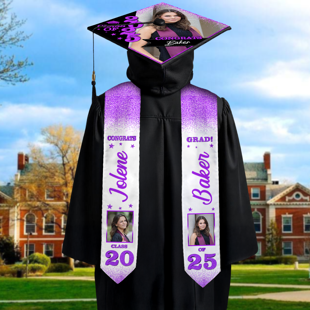 Graduation Cap Topper and Stole Class Of 2025 -  Personalized Cap and Stoles