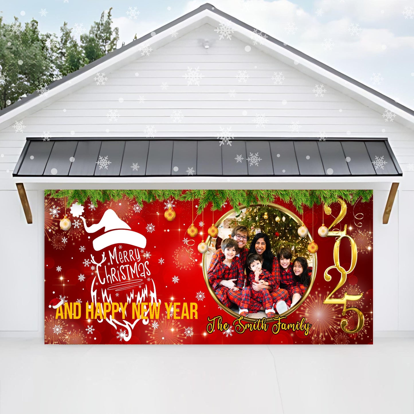 Merry Christmas and Happy New Year Garage Banner - Christmas Single Garage - Garage Door Garage Decorations