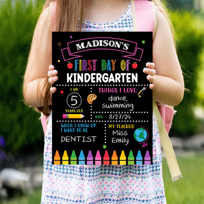 Custom First Day of School Sign Reusable - Back to School Chalkboard Sign - Milestone Chalkboard - 1st Day of School Sign