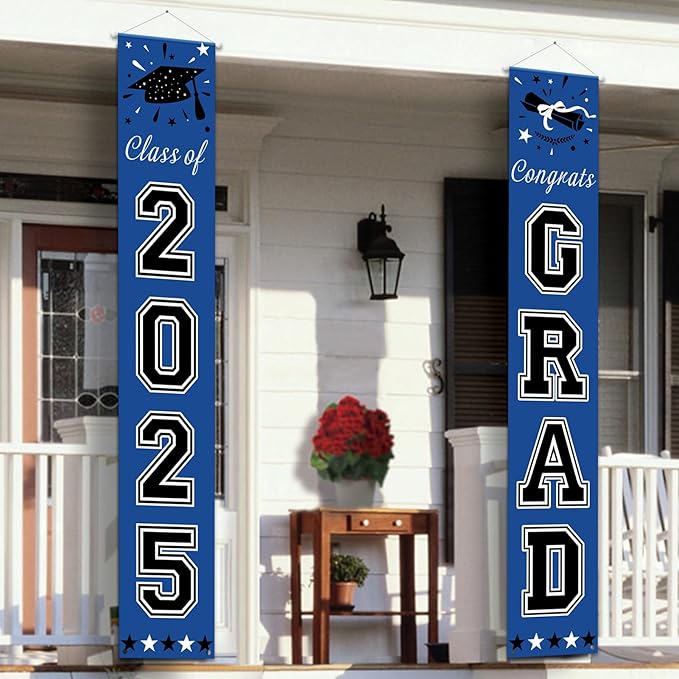 Graduation Door Banner, 2025 Grad Congratulations Front Door Hanging Banner, for Garage Doorframe