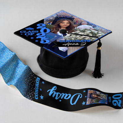 Graduation Cap Topper and Stole Class Of 2025 -  Personalized Cap and Stoles