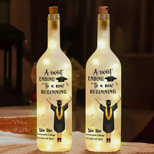 Congratulation Graduation A New Beginning - Personalized Bottle Lamp