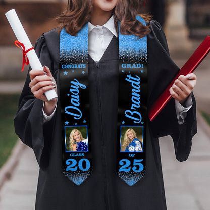 Glitter Graduation Stoleswith Photo, Special Graduation Gift, Graduation Sash Class of 2025 with Photos Pictures