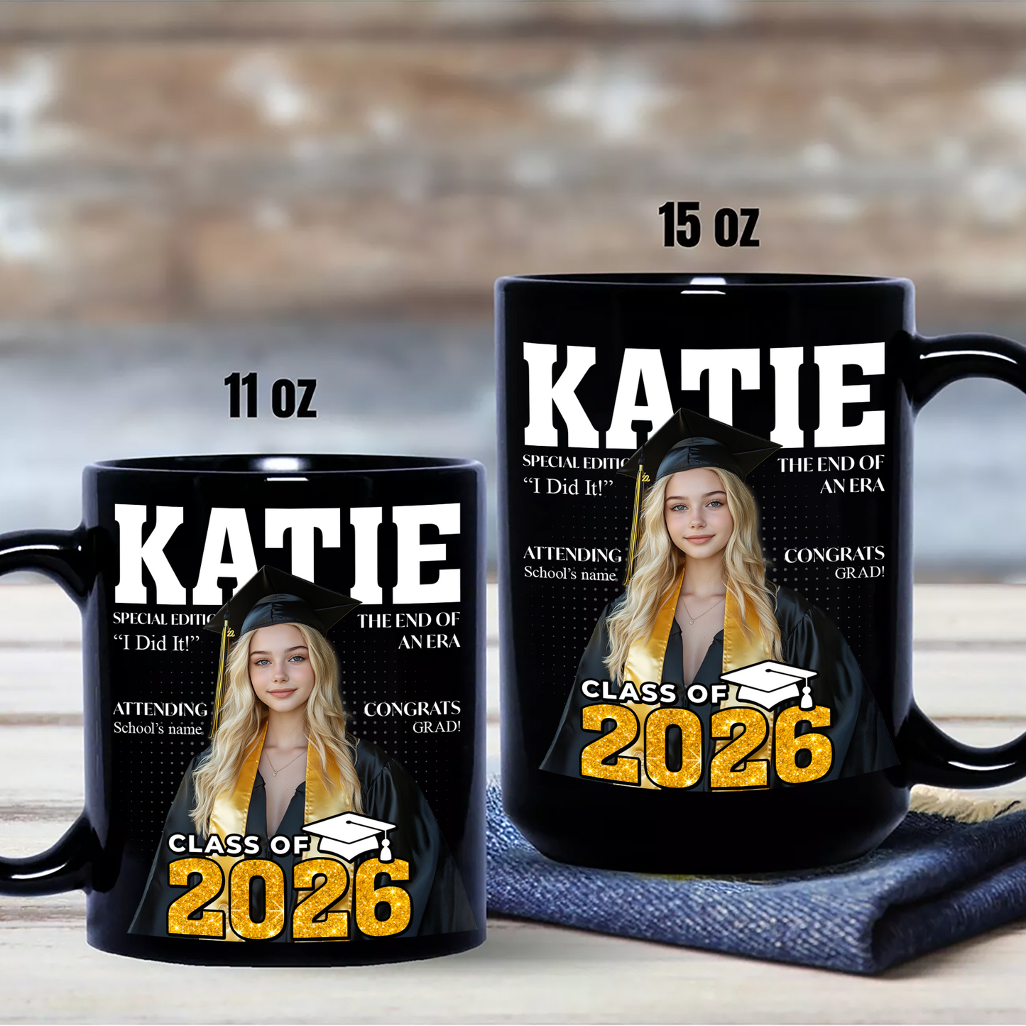 Congratulations Class Of 2026 Magazine Black Mug - Graduation Gift - Personalized Custom Mug