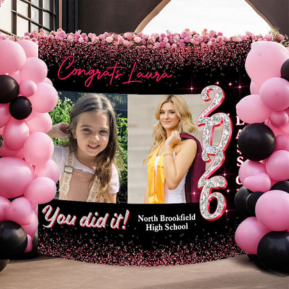 Custom Graduation Backdrop - Custom Class of 2025 Graduation Party Backdrop - Personalized Backdrop Graduation Party