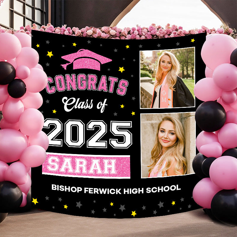 Congrats Class of 2025 Custom Graduation Party Backdrop - Personalized Custom Graduation Backdrop