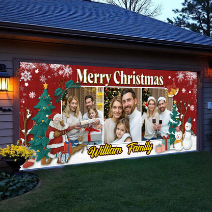 Merry Christmas Garage Banner - Custom Christmas Family Outdoor Banner - Christmas Outdoor Sign