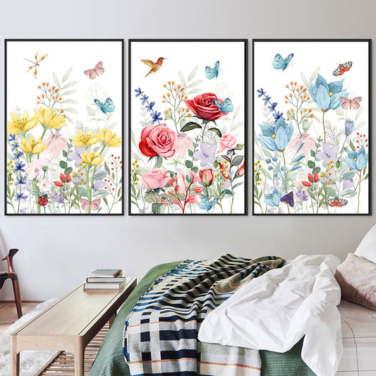 Custom Framed Canvas Wall Art Prints Botanical Floral Bouquets Flower - Art Print Minimalist Modern Artwork Farmhouse - Wall Decor for Living Room